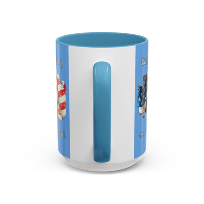 Vendetta, "Give me liberty, or give me death!" Blue Accent Mug by theGreenDragonTavern.shop