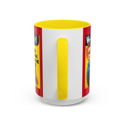 I Am Woman Watch Me Vote Rosie Red Accent Mug by theGreenDragonTavern.shop