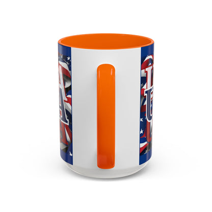 USA Blue font Center Patriot Blue Accent Mug by theGreenDragonTavern.shop