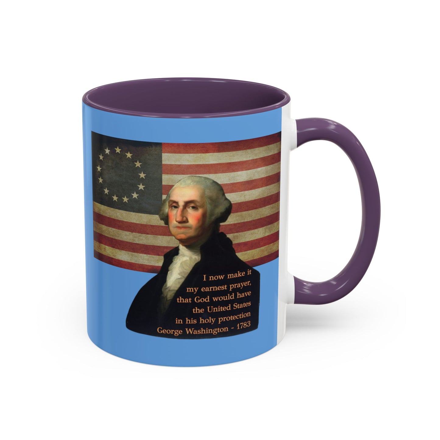 Washington's Earnest Prayer Light Blue Accent Mug by theGreenDragonTavern.shop
