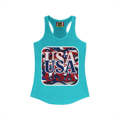 Red White and BLUE USA Patriot Women's Racerback Tank Top by theGreenDragonTavern.shop
