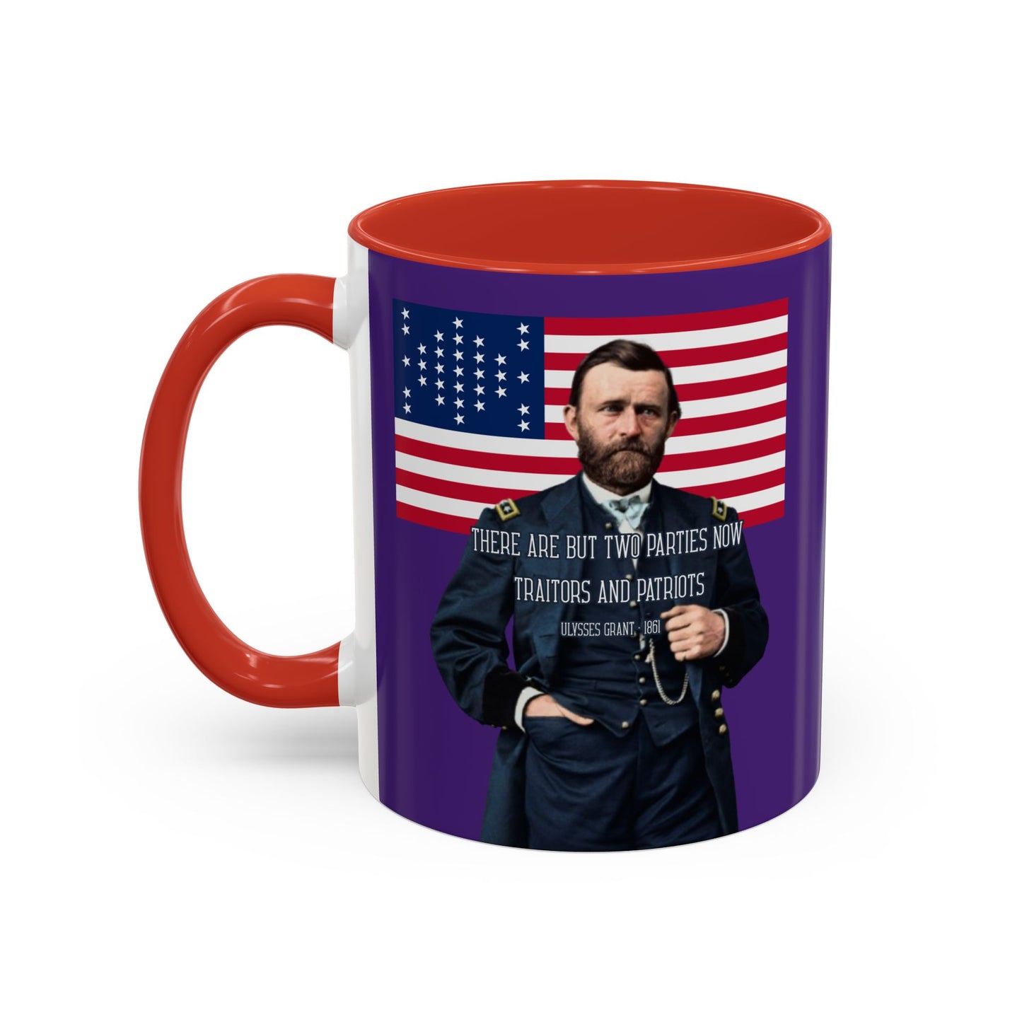"Traitors and Patriots" Ulysses Grant Dark Purple Accent Mug by theGreenDragonTavern.shop