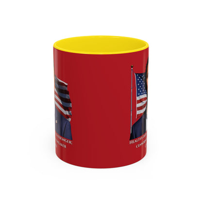 Charlie Kirk, Healthy Debate Red Accent Mug by theGreenDragonTavern.shop