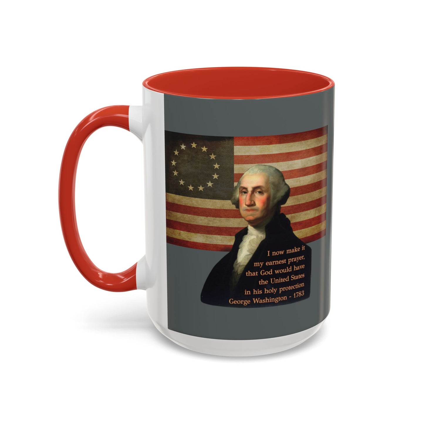 Washington's Earnest Prayer Grey Accent Mug by theGreenDragonTavern.shop