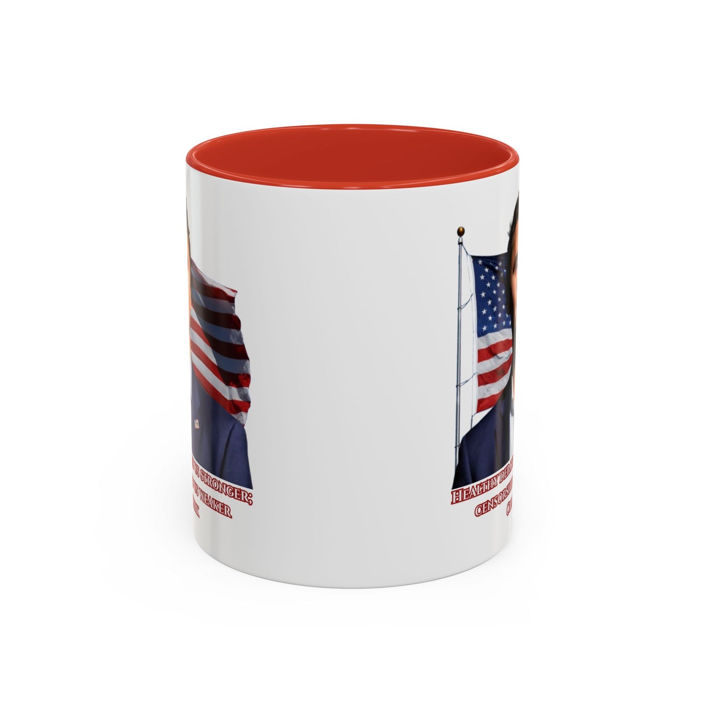 Charlie Kirk, Healthy Debate White Accent Mug by theGreenDragonTavern.shop