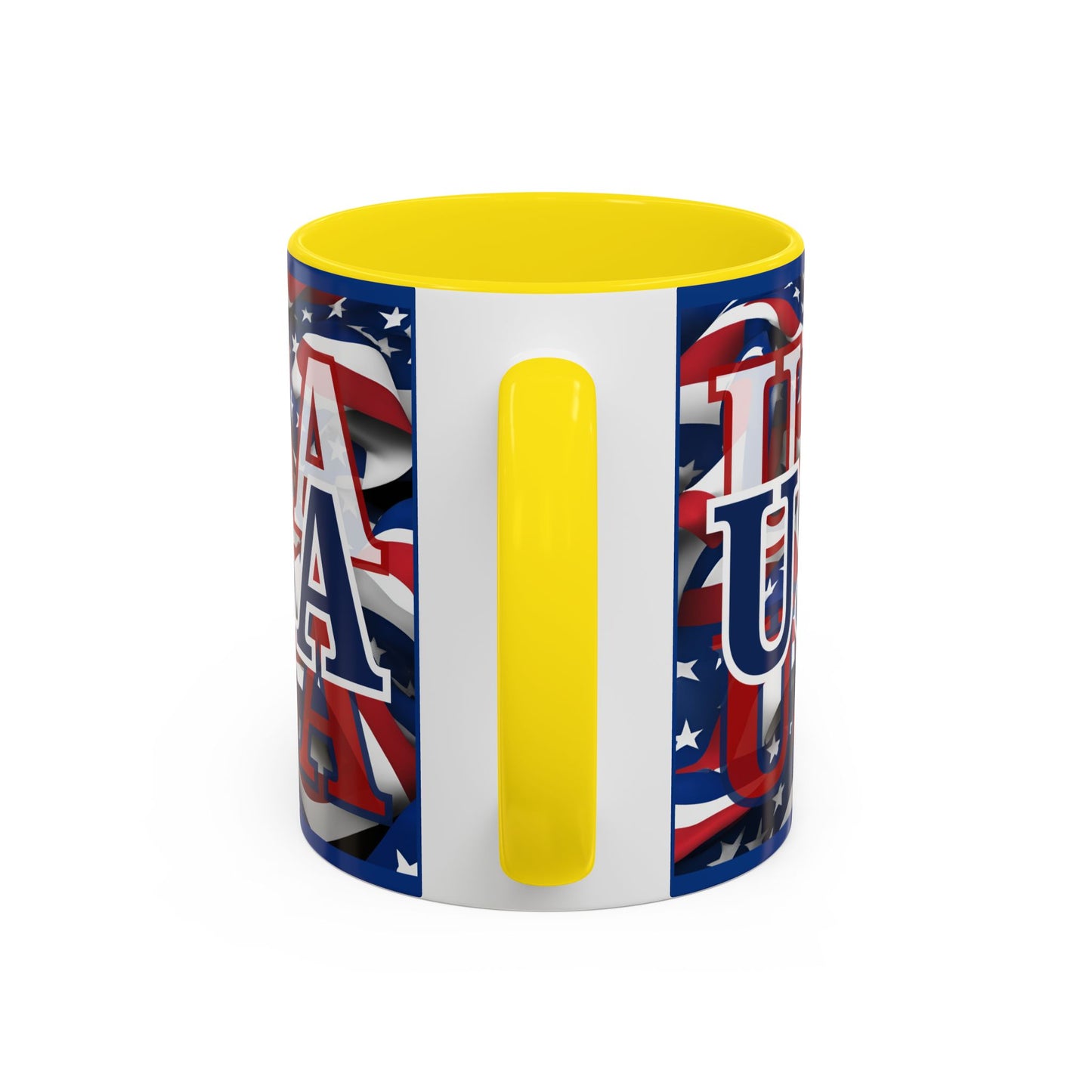 USA Blue font Center Patriot Blue Accent Mug by theGreenDragonTavern.shop