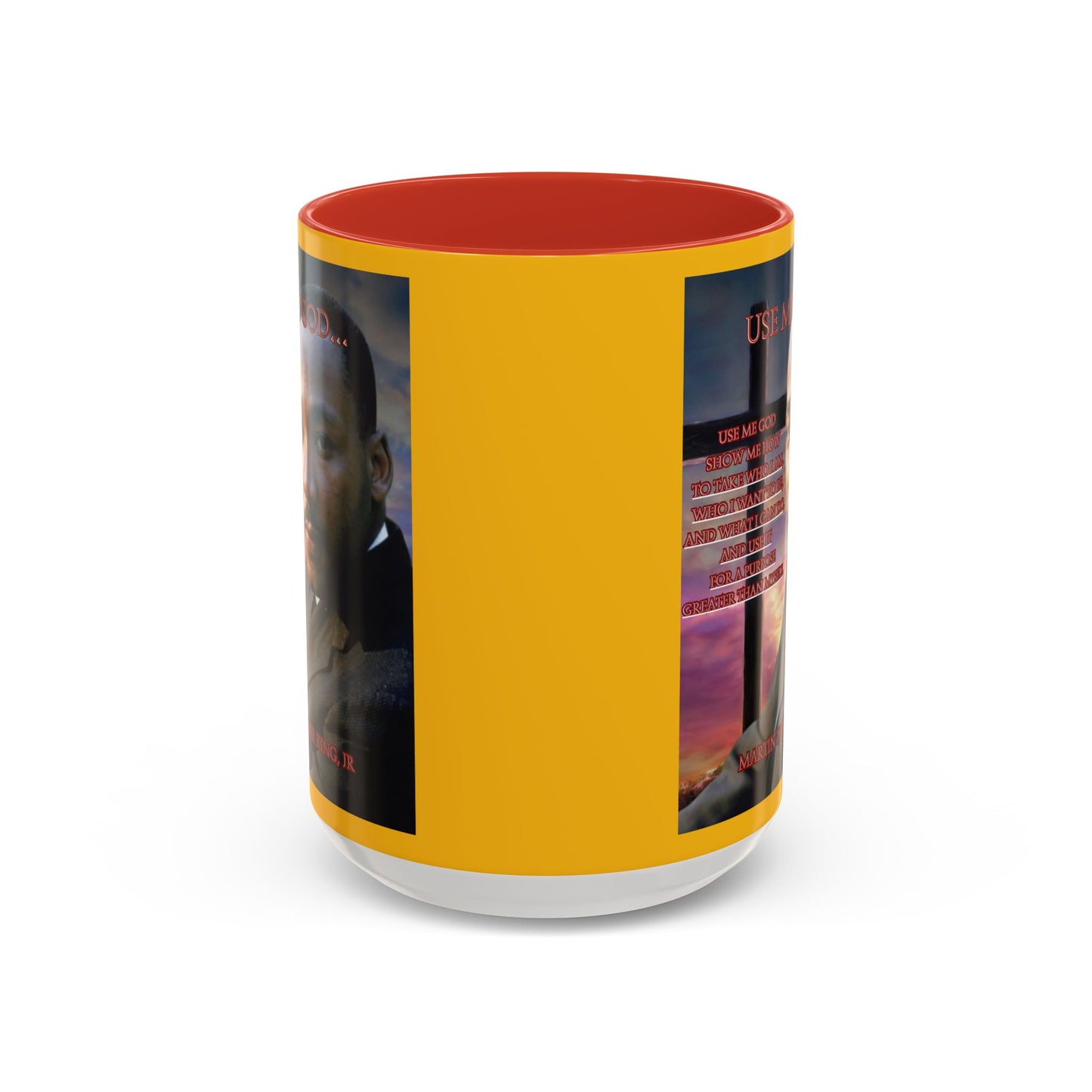 Use Me God, MLK Jr Yellow Accent Mug by theGreenDragonTavern.shop