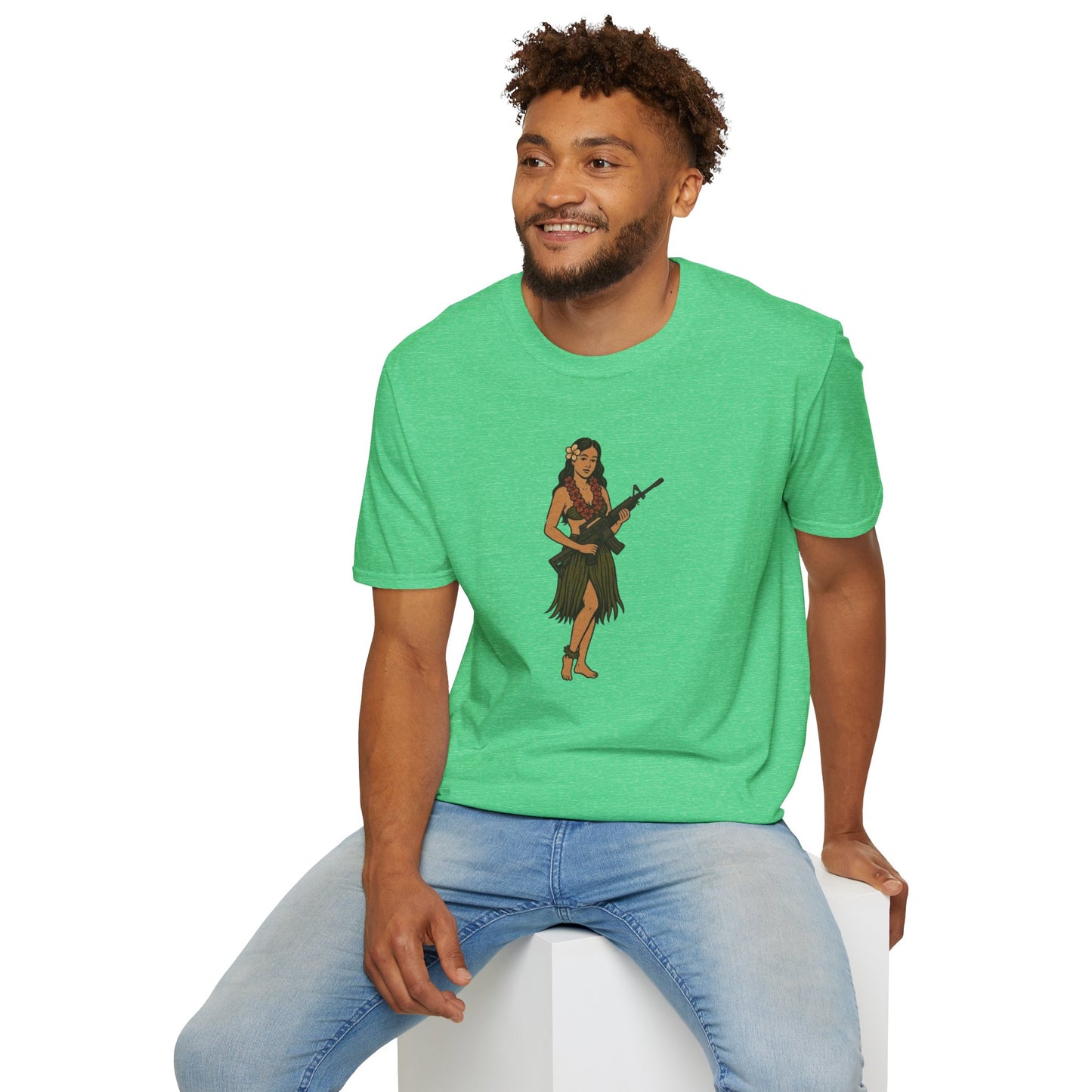 Hula Girl Packin' Heat Dark colors Unisex T-Shirt by theGreenDragonTavern.shop