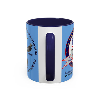 DNASM 2-sided, Founding & Student Art Light Blue Accent Mug by theGreenDragonTavern.shop
