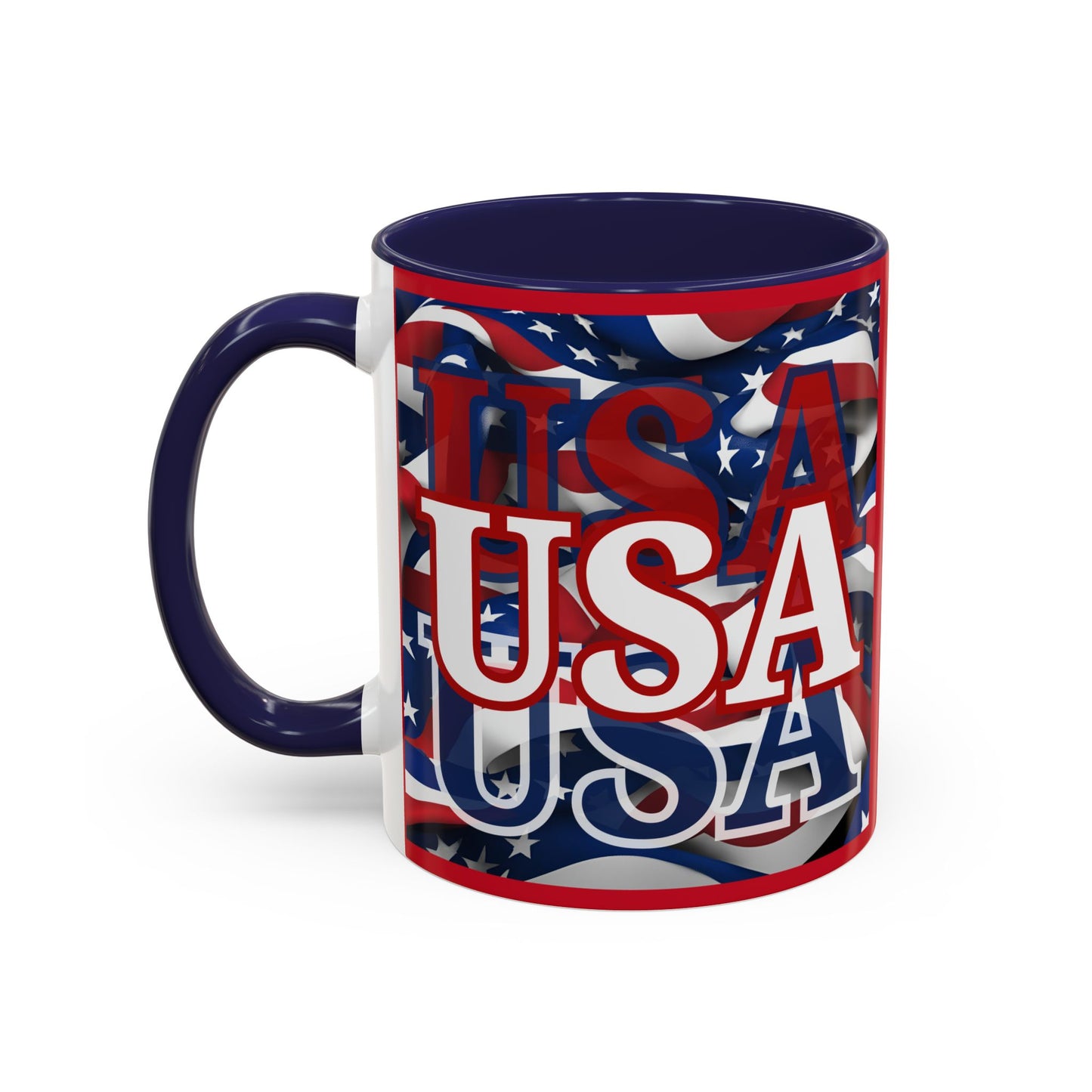 USA White font Center Patriot Red Accent Mug by theGreenDragonTavern.shop