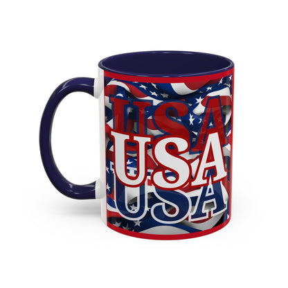 USA White font Center Patriot Red Accent Mug by theGreenDragonTavern.shop