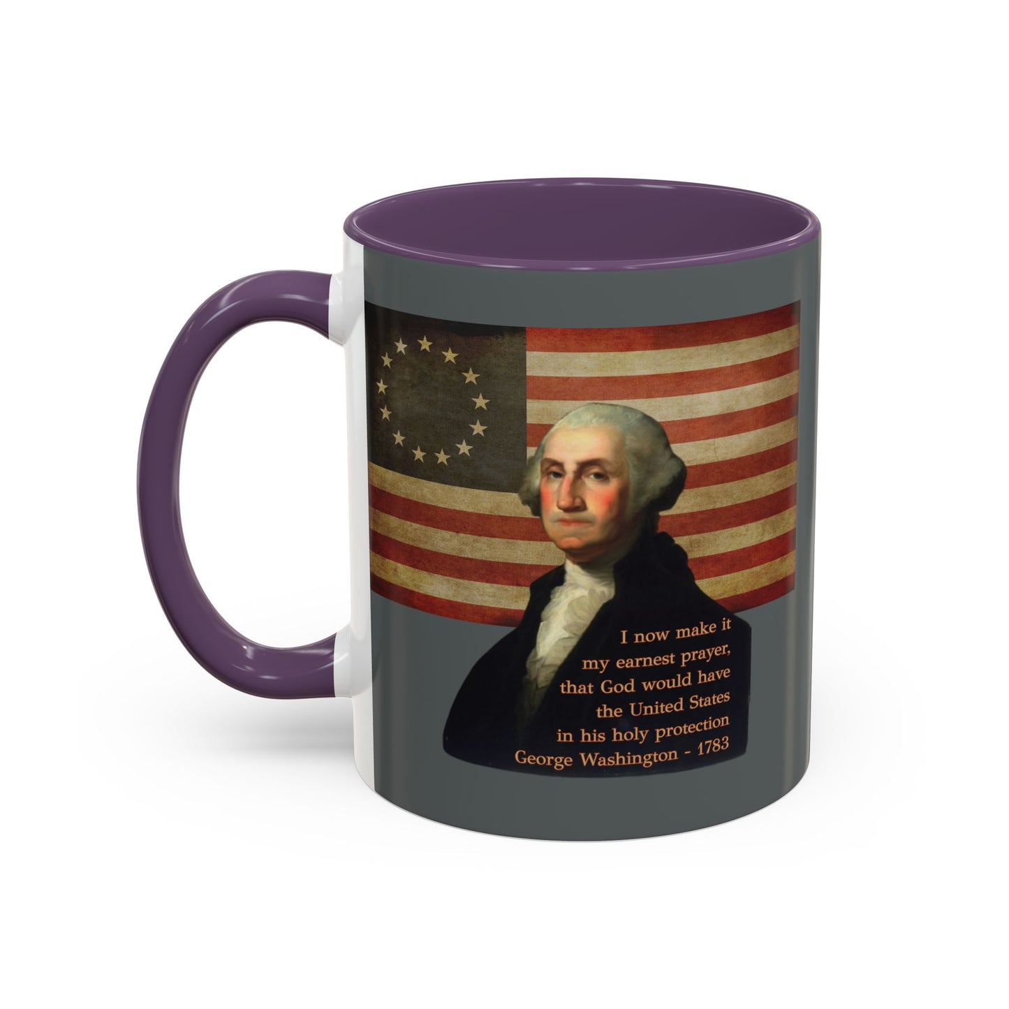 Washington's Earnest Prayer Grey Accent Mug by theGreenDragonTavern.shop