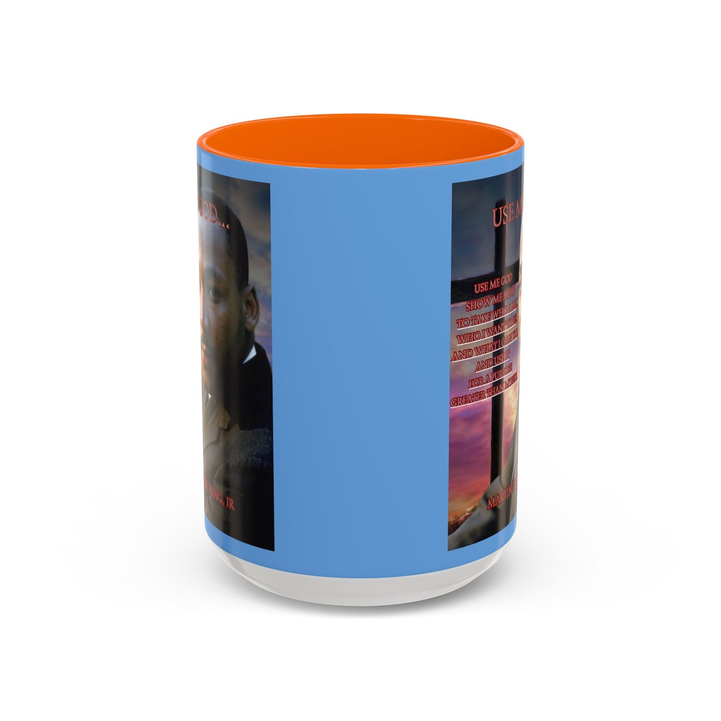 Use Me God, MLK Jr Blue Accent Mug by theGreenDragonTavern.shop