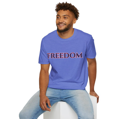 Freedom, Blue font, Light colors Unisex T-Shirt by theGreenDragonTavern.shop