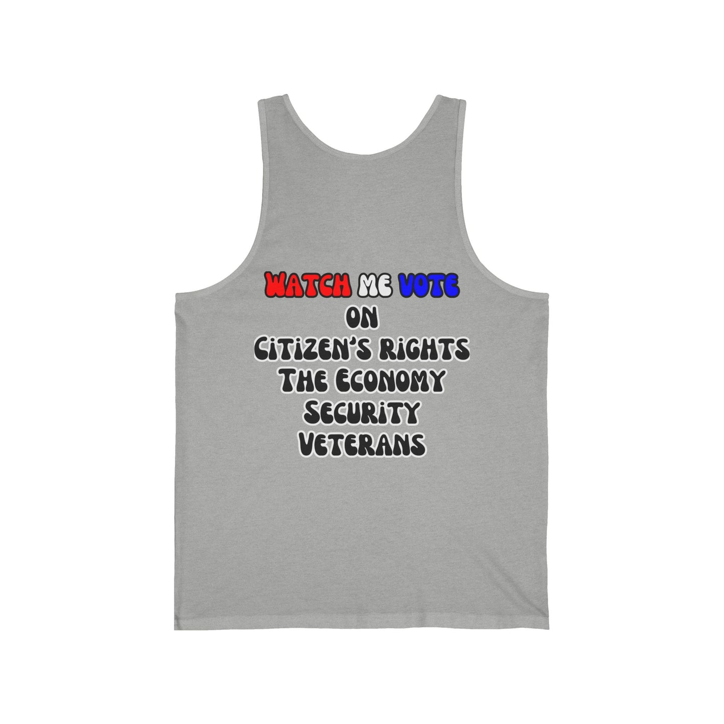 2-sided, I Am Woman Watch Me Vote Unisex Jersey Tank Top by theGreenDragonTavern.shop