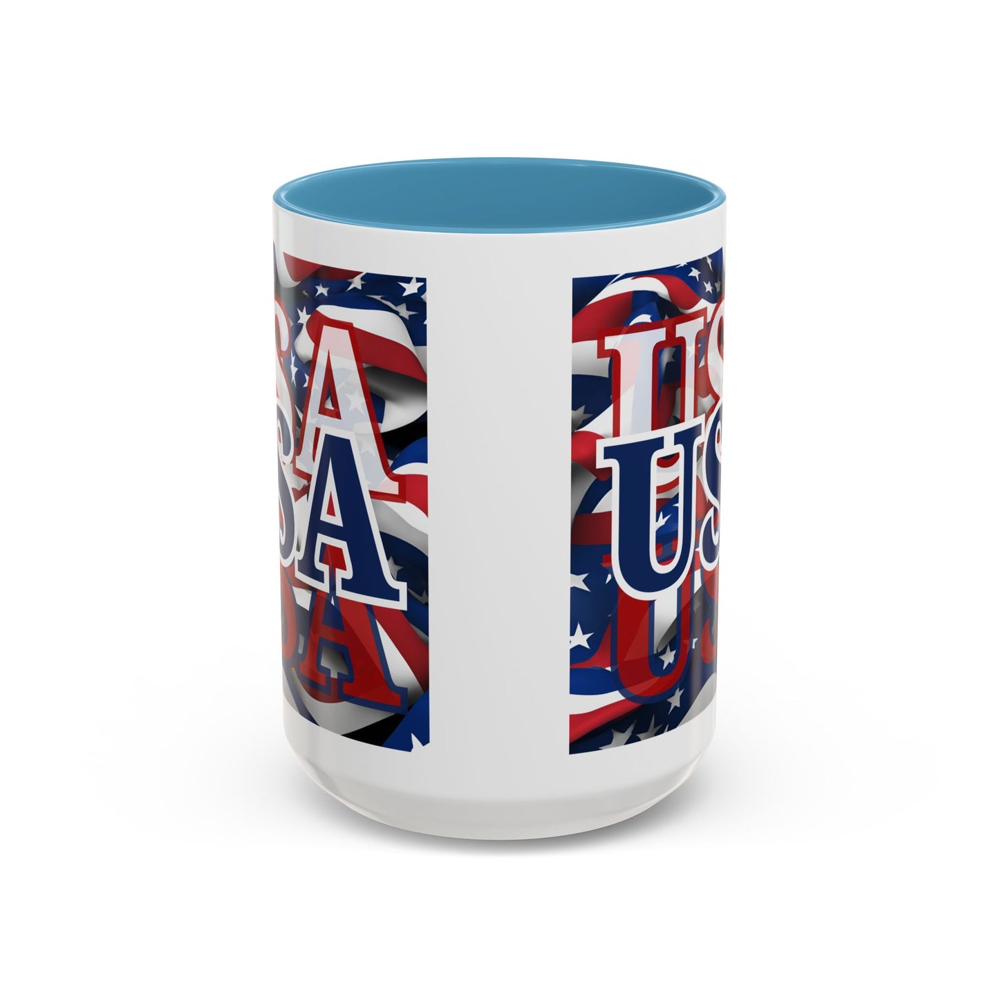 USA Blue font Center Patriot White Accent Mug by theGreenDragonTavern.shop