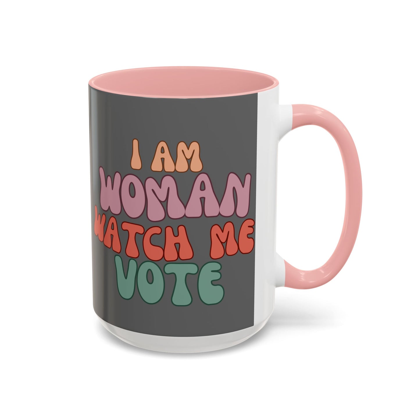 I Am Woman Watch Me Vote Grey Accent Mug by theGreenDragonTavern.shop