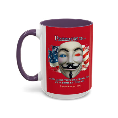 Ronald Reagan Freedom Vendetta Red Accent Mug by theGreenDragonTavern.shop