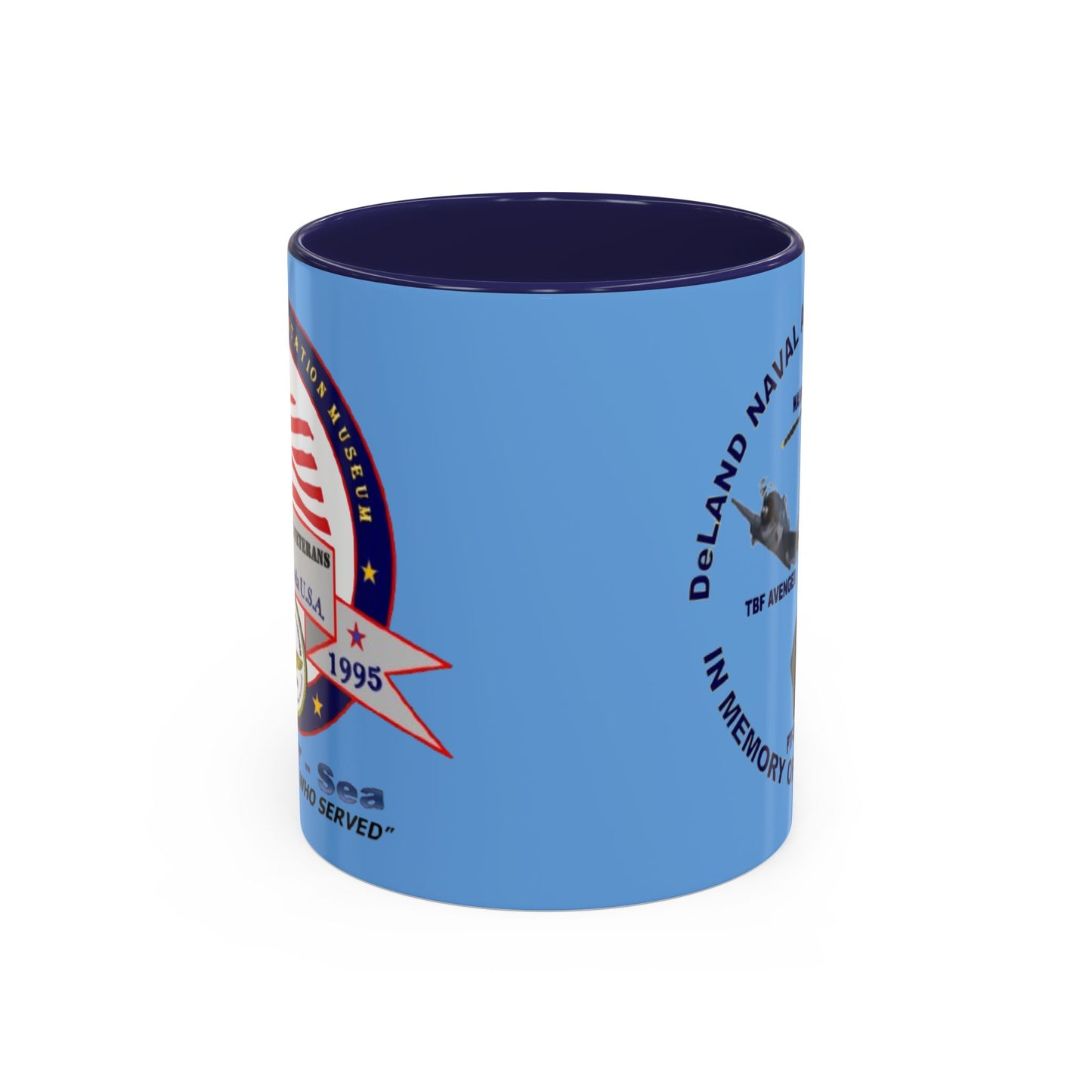 DNASM 2-sided, Founding & Student Art Light Blue Accent Mug by theGreenDragonTavern.shop
