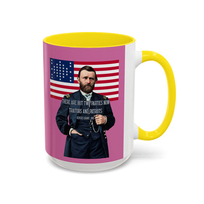 "Traitors and Patriots" Ulysses Grant Pink Accent Mug by theGreenDragonTavern.shop