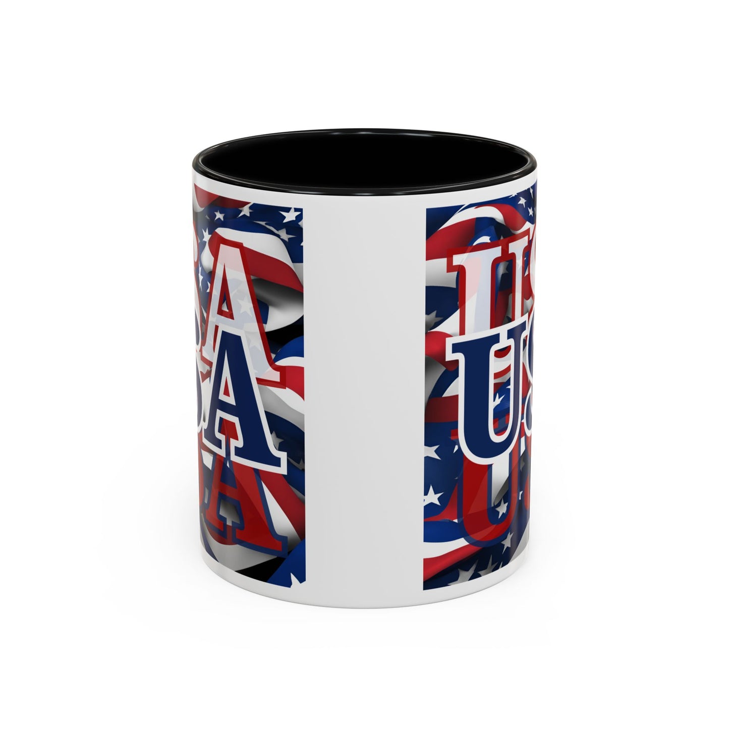 USA Blue font Center Patriot White Accent Mug by theGreenDragonTavern.shop