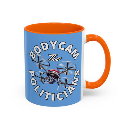 Bodycam the Politicians Drone Light Blue Accent Mug by theGreenDragonTavern.shop