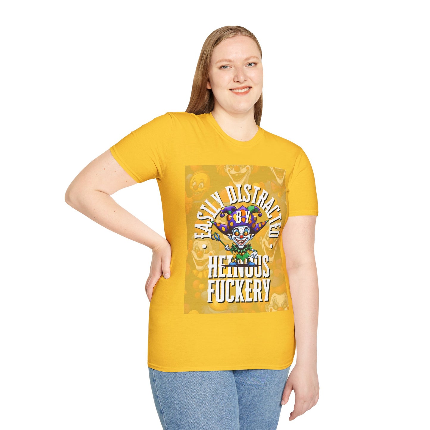 Easily Distracted by Heinous Fuckery Little Jincs Light colors Unisex T-Shirt by theGreenDragonTavern.shop