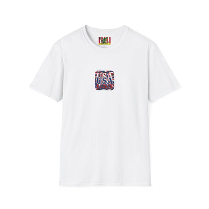 2-sided, Red White and BLUE USA Patriot Light colors Unisex T-Shirt by theGreenDragonTavern.shop