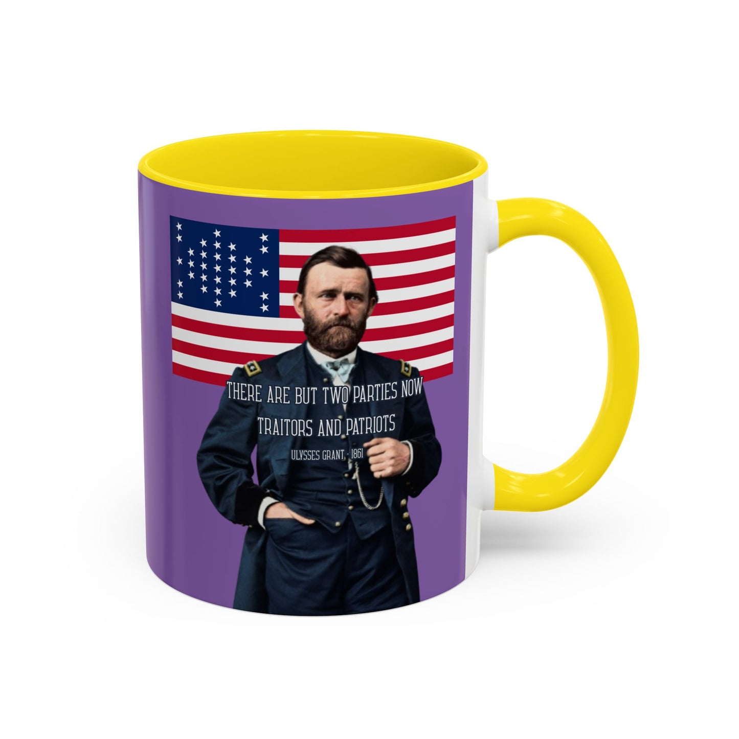 "Traitors and Patriots" Ulysses Grant Light Purple Accent Mug by theGreenDragonTavern.shop