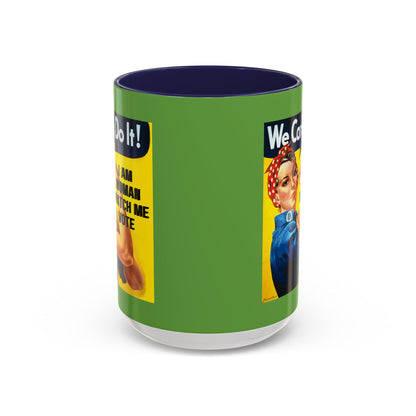 I Am Woman Watch Me Vote Rosie Green Accent Mug by theGreenDragonTavern.shop