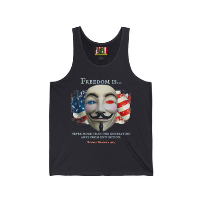 Ronald Reagan Freedom Vendetta Unisex Jersey Tank Top by theGreenDragonTavern.shop