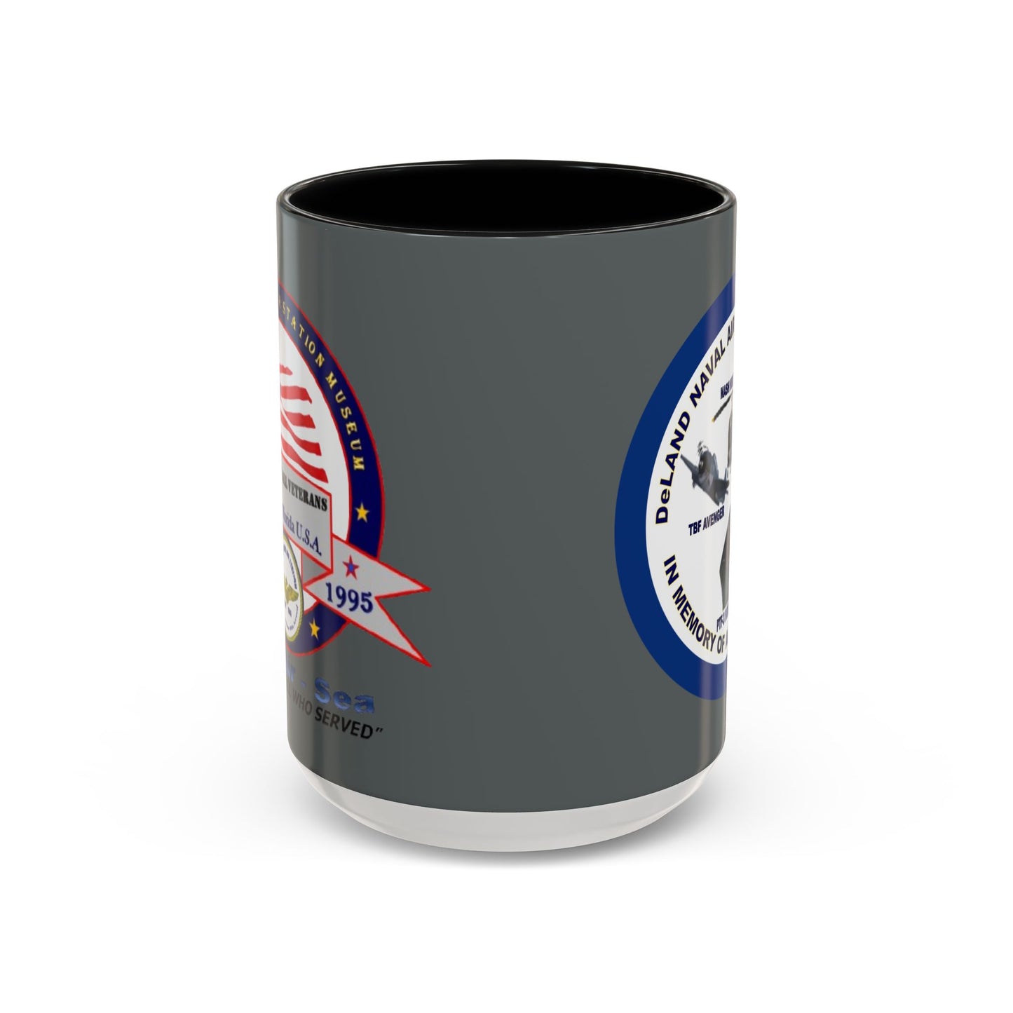 DNASM 2-sided, Founding & Student Art w/Navy Ring Grey Accent Mug by theGreenDragonTavern.shop