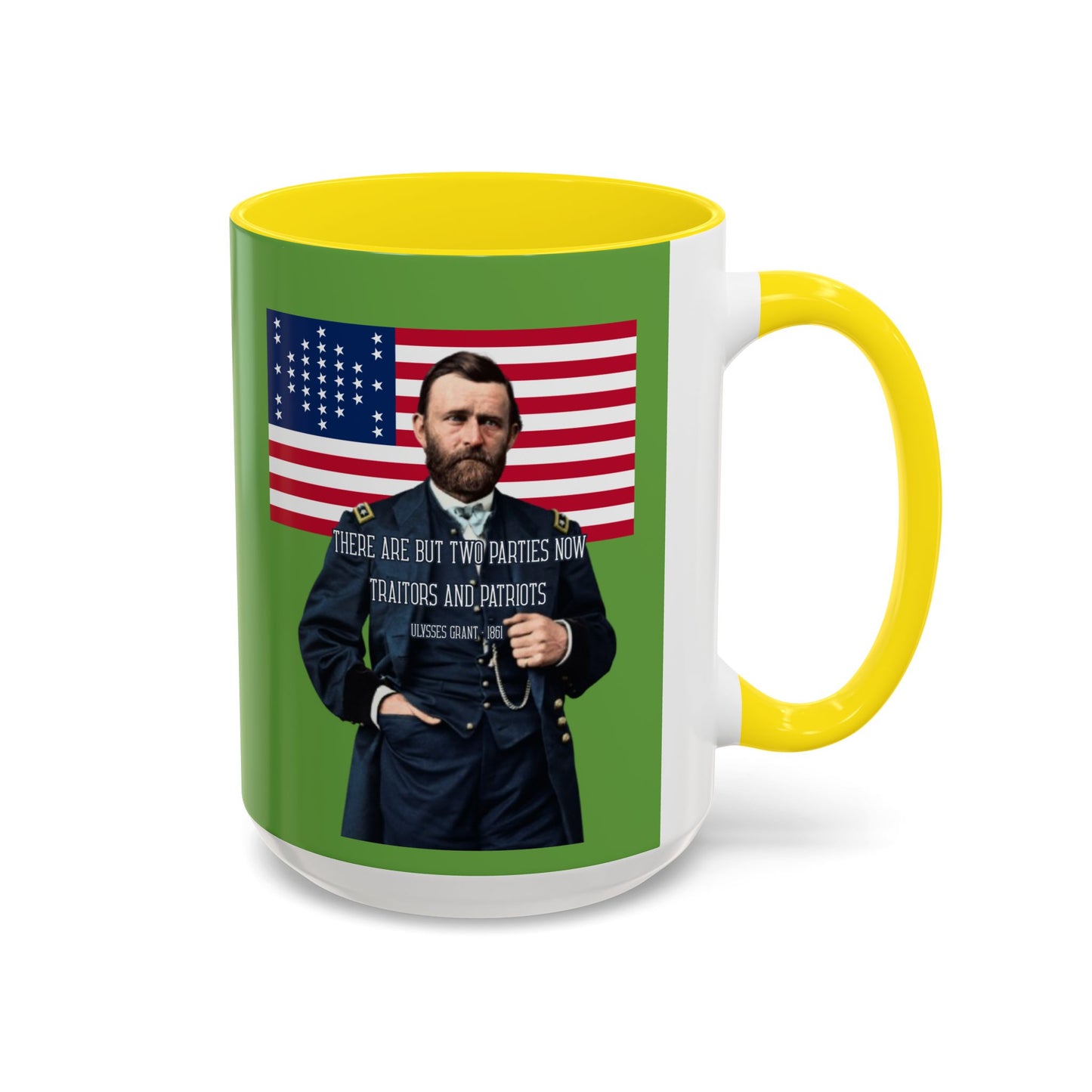 "Traitors and Patriots" Ulysses Grant Green Accent Mug by theGreenDragonTavern.shop
