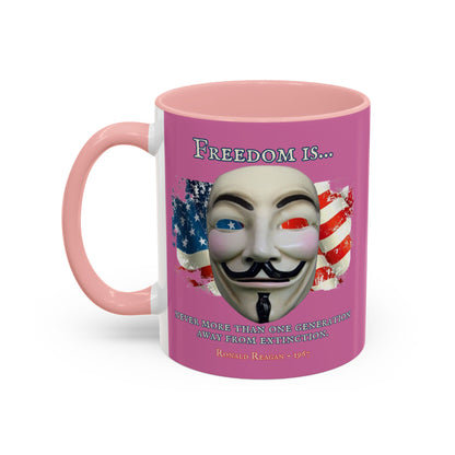 Ronald Reagan Freedom Vendetta Pink Accent Mug by theGreenDragonTavern.shop