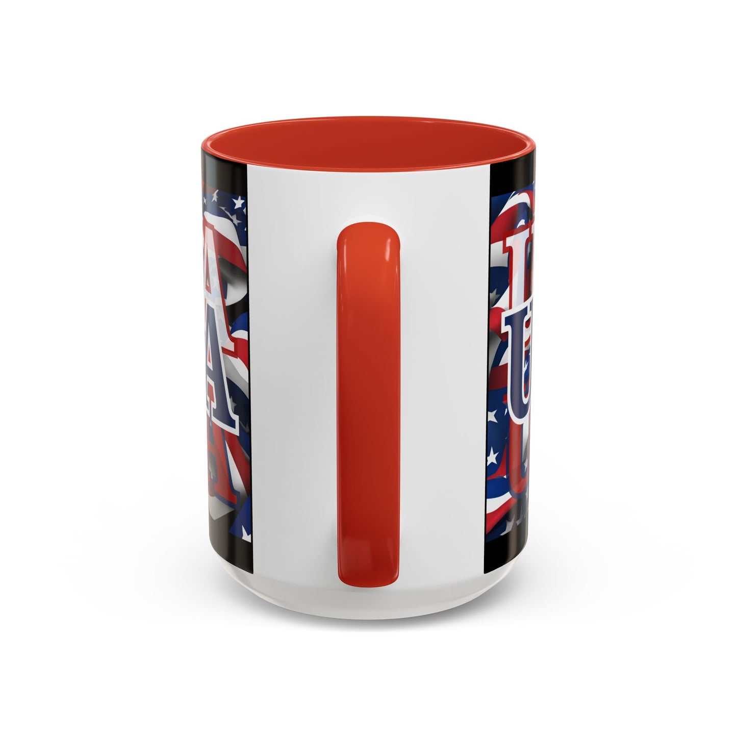 USA Blue font Center Patriot Black Accent Mug by theGreenDragonTavern.shop
