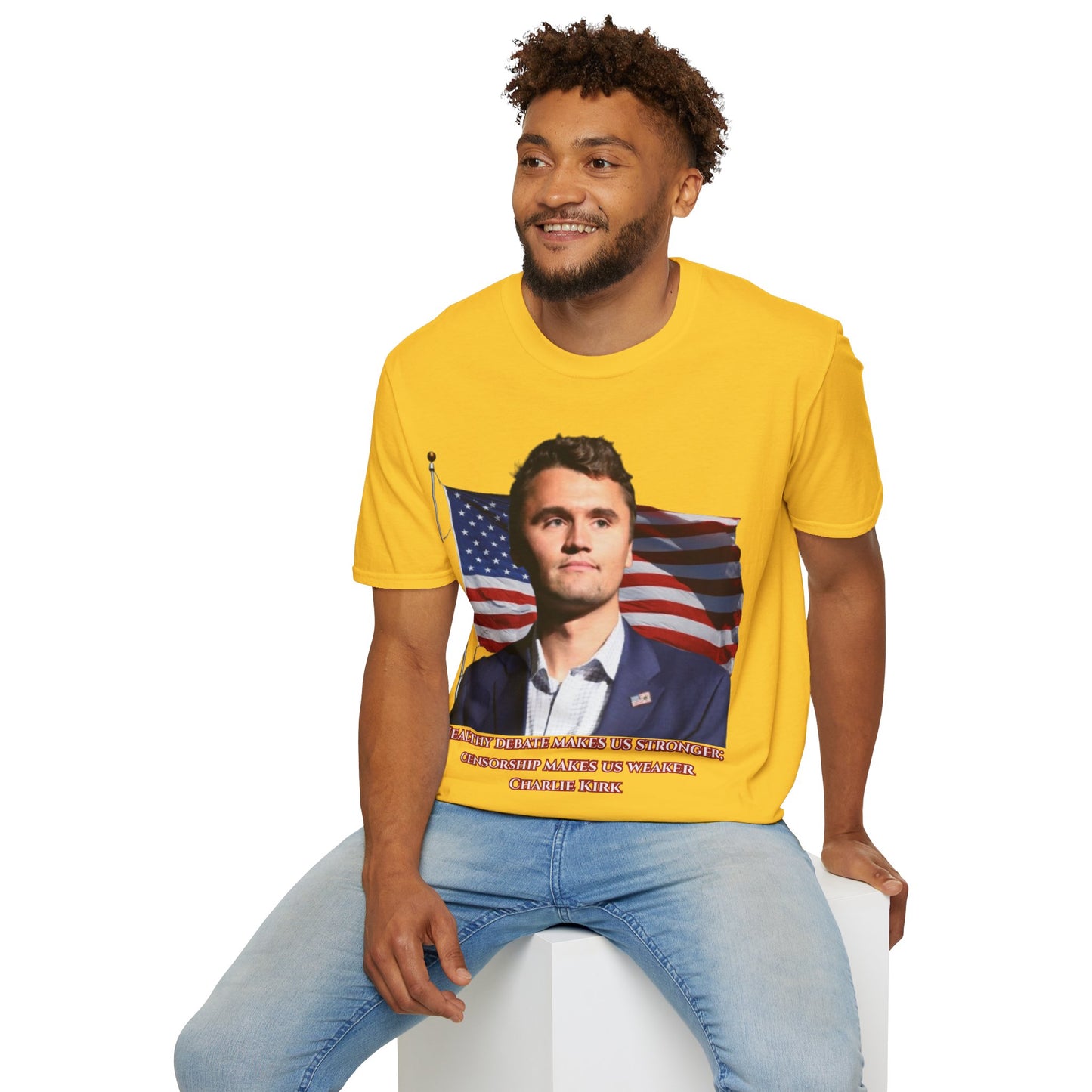 Charlie Kirk, Healthy Debate Light colors Unisex T-Shirt by theGreenDragonTavern.shop