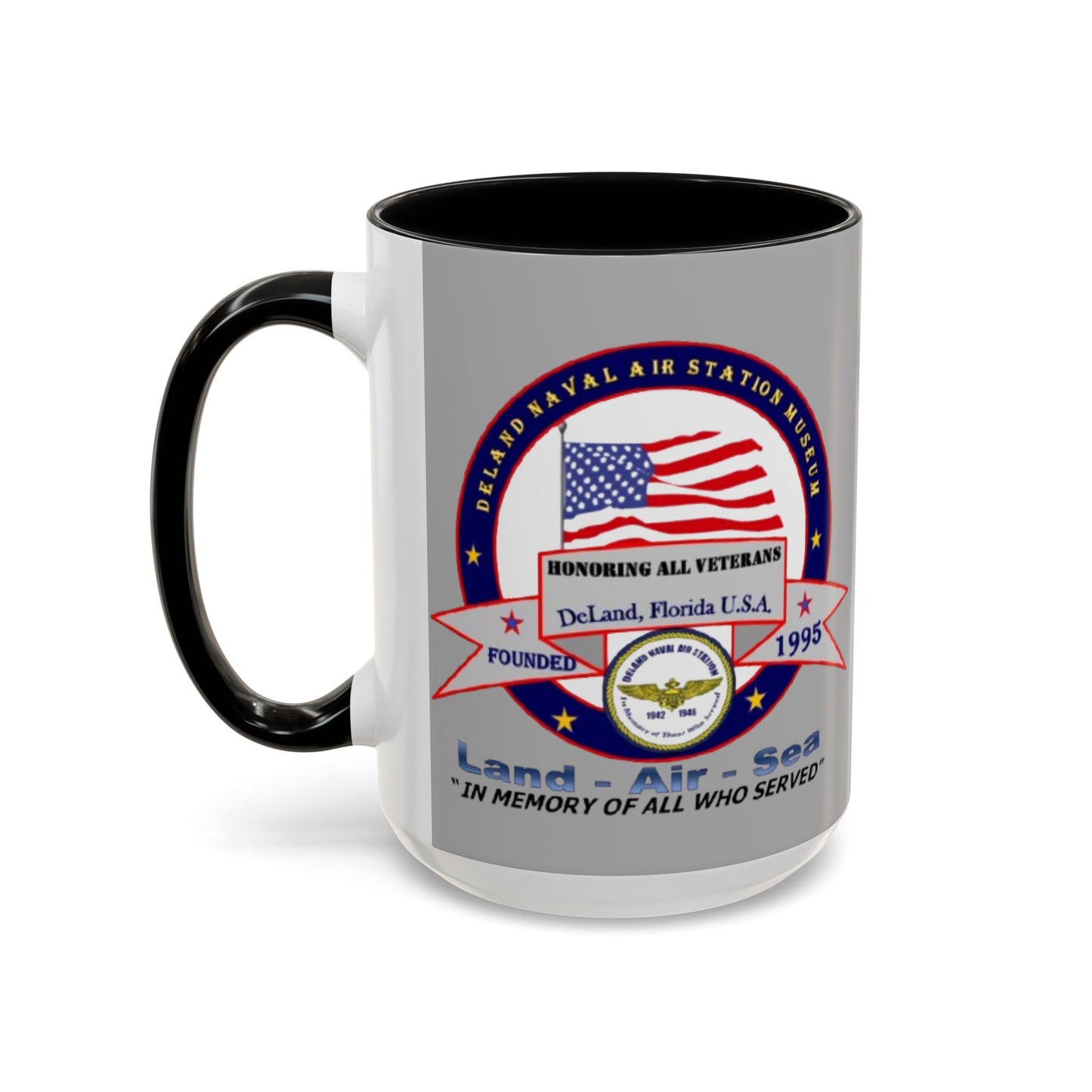 DNASM 2-sided, Founding & Student Art Light Grey Accent Mug by theGreenDragonTavern.shop