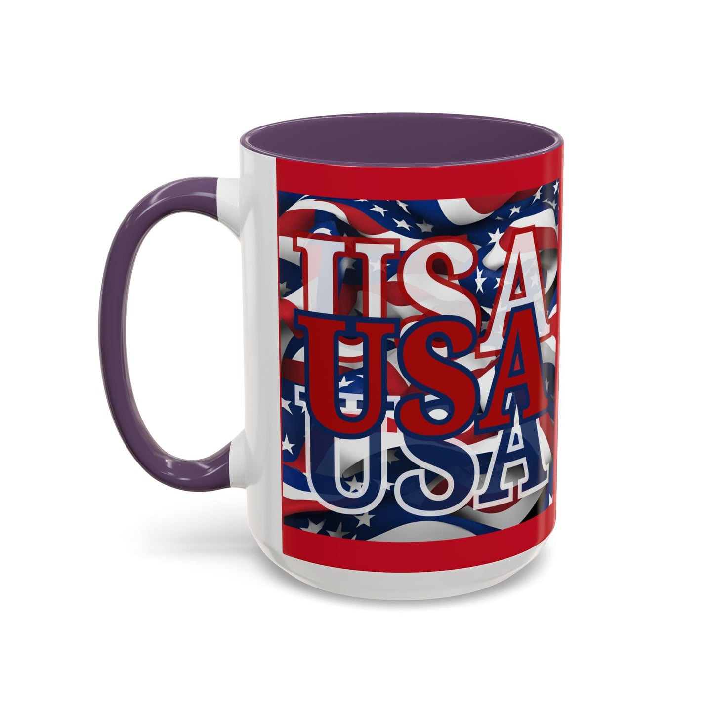 USA Red font Center Patriot Red Accent Mug by theGreenDragonTavern.shop