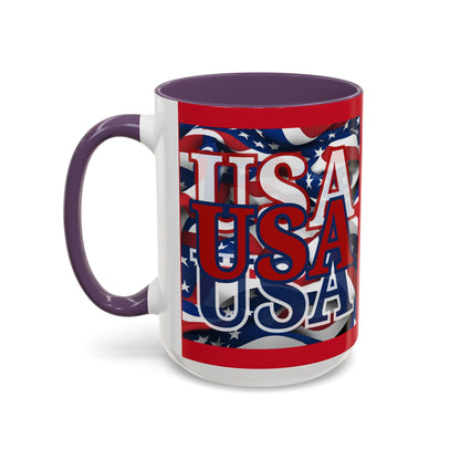 USA Red font Center Patriot Red Accent Mug by theGreenDragonTavern.shop