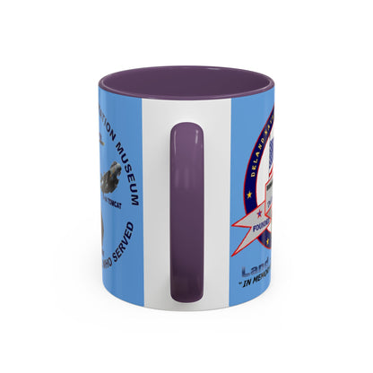 DNASM 2-sided, Founding & Student Art Light Blue Accent Mug by theGreenDragonTavern.shop