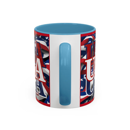 USA White font Center Patriot Red Accent Mug by theGreenDragonTavern.shop