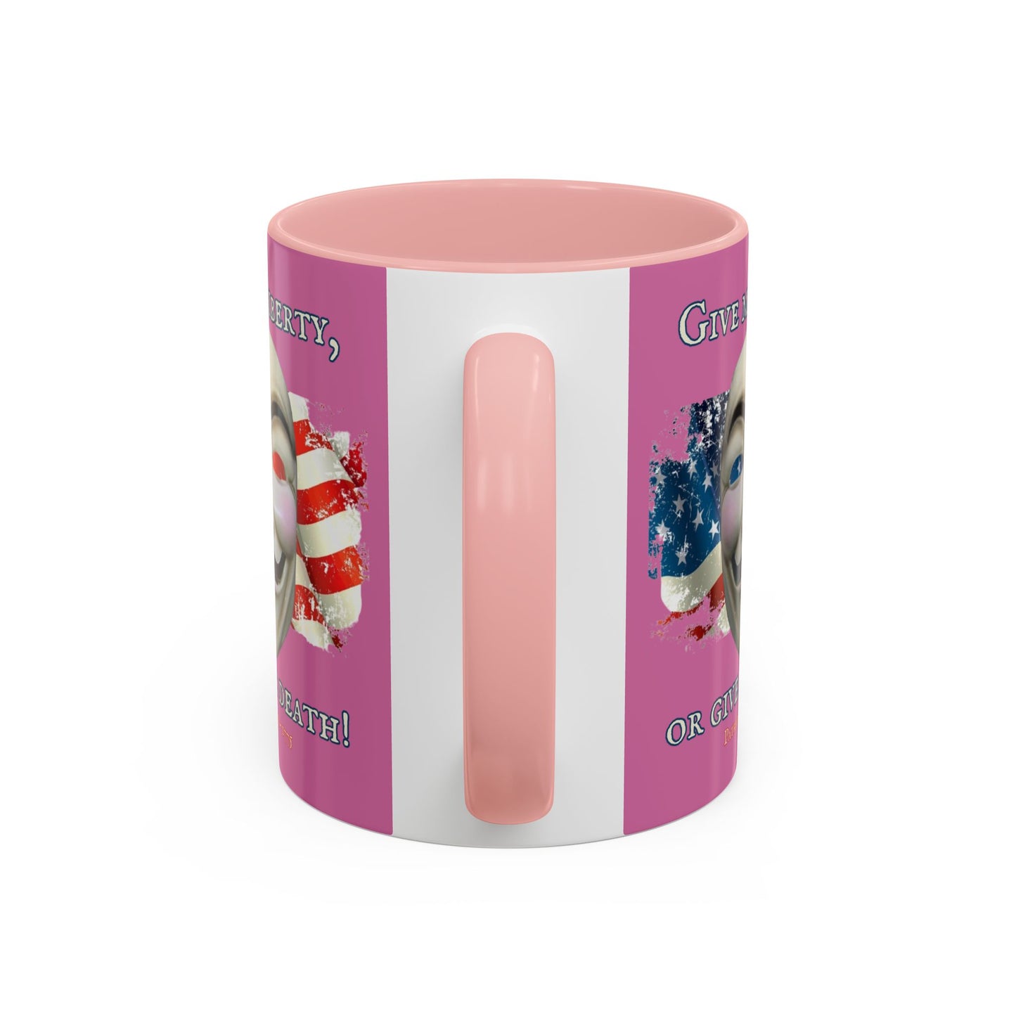 Vendetta, "Give me liberty, or give me death!" Pink Accent Mug by theGreenDragonTavern.shop