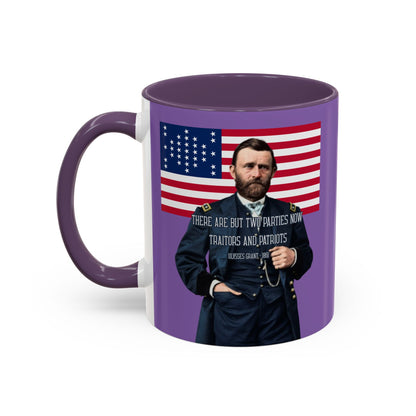 "Traitors and Patriots" Ulysses Grant Light Purple Accent Mug by theGreenDragonTavern.shop