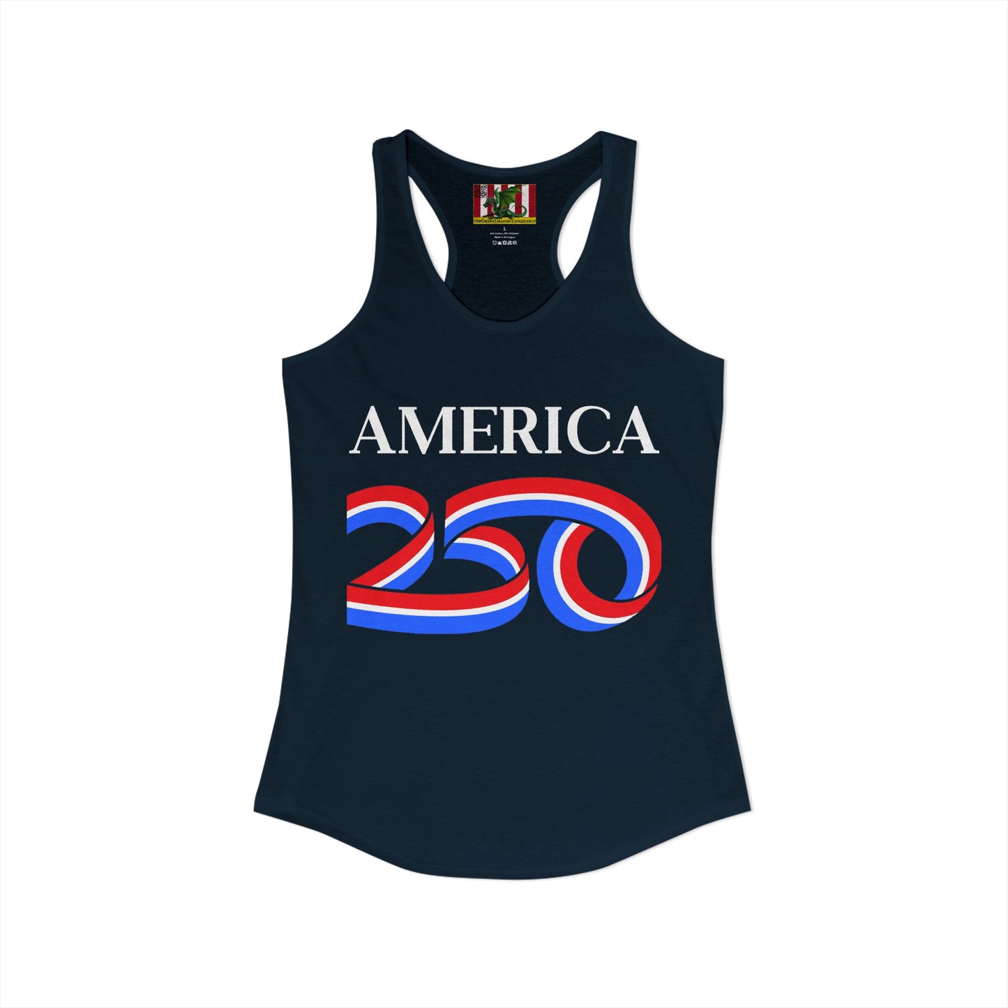 America 250 White font Women's Racerback Tank Top by theGreenDragonTavern.shop