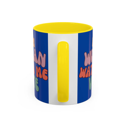 I Am Woman Watch Me Vote Dark Blue Accent Mug by theGreenDragonTavern.shop