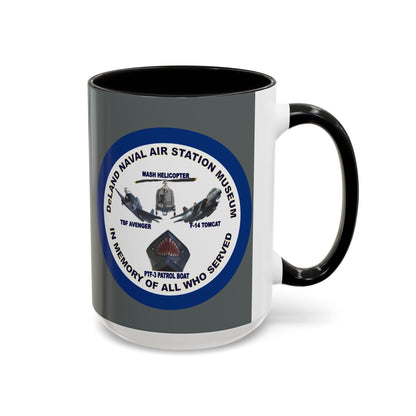 DNASM 2-sided, Founding & Student Art w/Navy Ring Grey Accent Mug by theGreenDragonTavern.shop