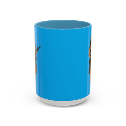 Hula Girl Packin' Heat Light Blue Accent Mug by theGreenDragonTavern.shop
