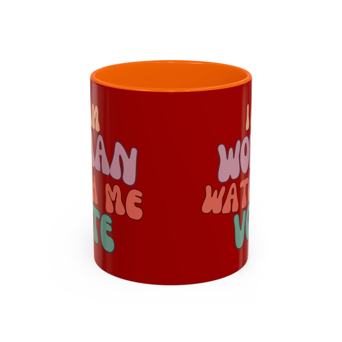 I Am Woman Watch Me Vote Red Accent Mug by theGreenDragonTavern.shop