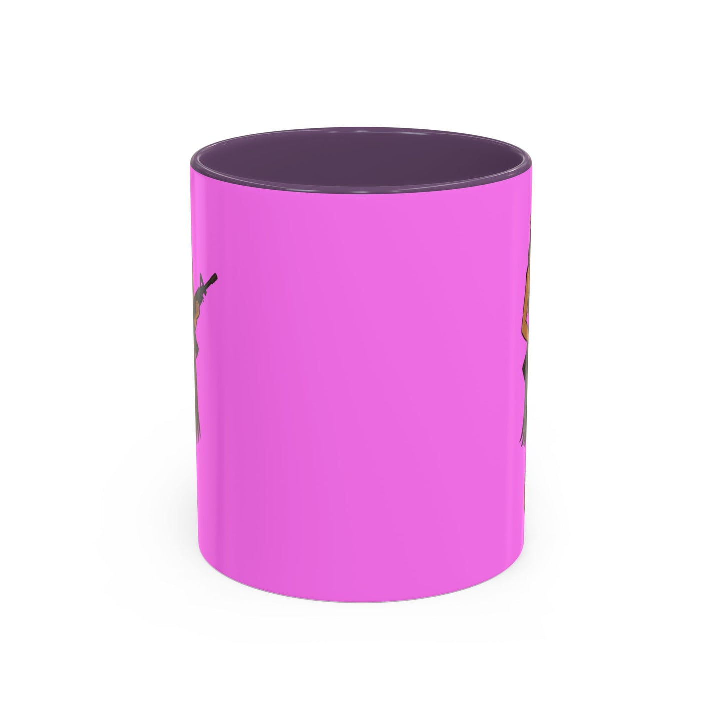 Hula Girl Packin' Heat Pink Accent Mug by theGreenDragonTavern.shop