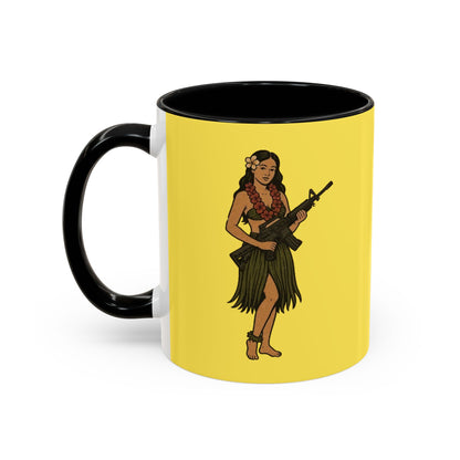 Hula Girl Packin' Heat Pineapple Accent Mug by theGreenDragonTavern.shop